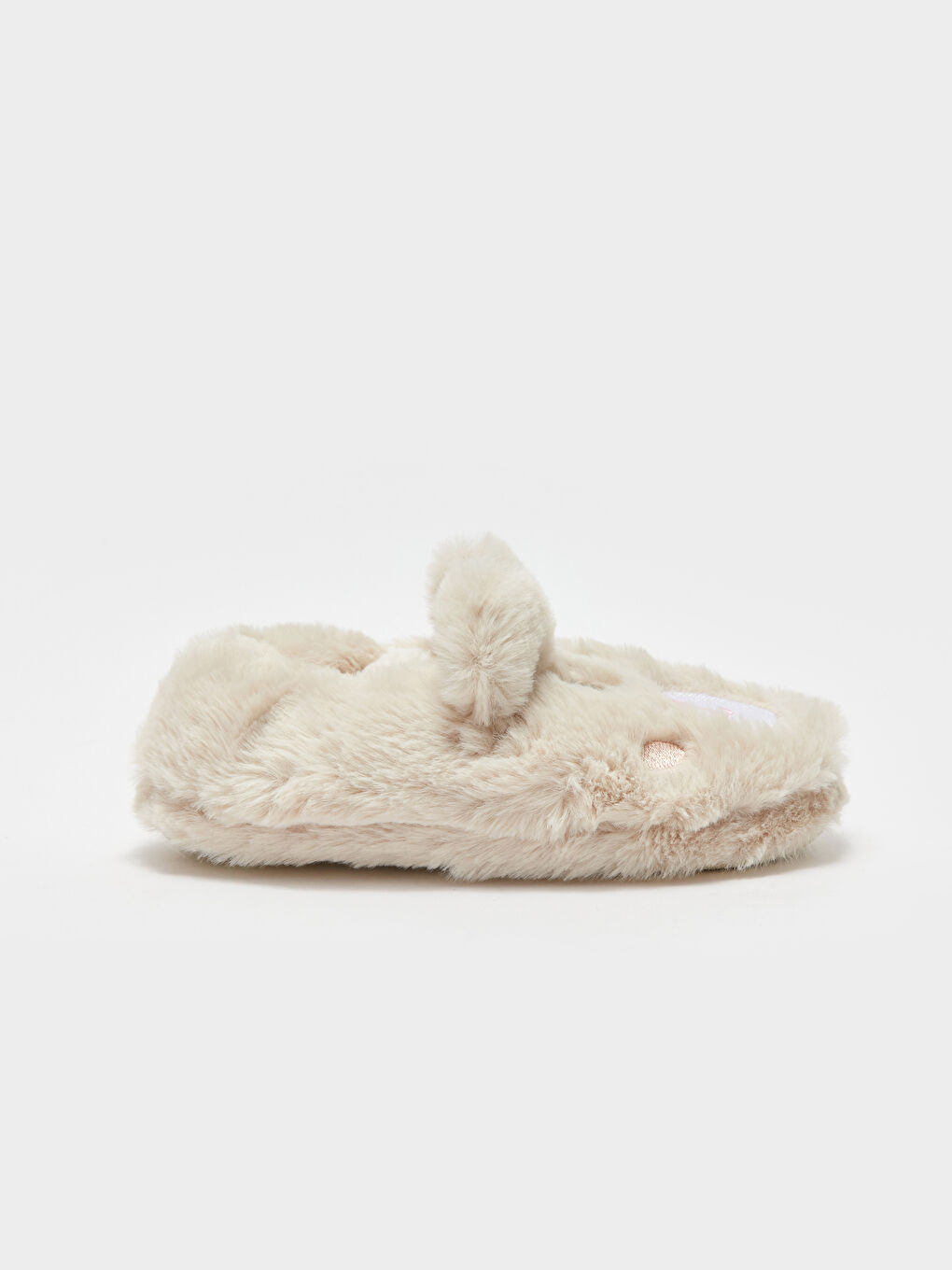 Bej Baskılı Kız Çocuk Ev Terliği-1