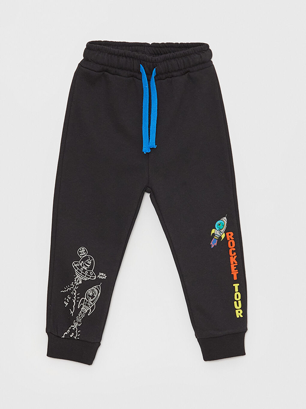 Siyah Beli Lastikli Baskılı Erkek Bebek Jogger Eşofman Alt-2