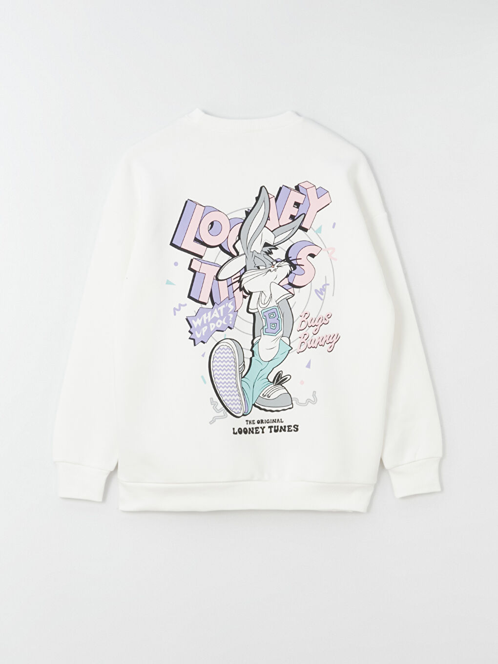 LCW Vision Ekru Bisiklet Yaka Bugs Bunny Baskılı Uzun Kollu Oversize Kadın Sweatshirt - 7