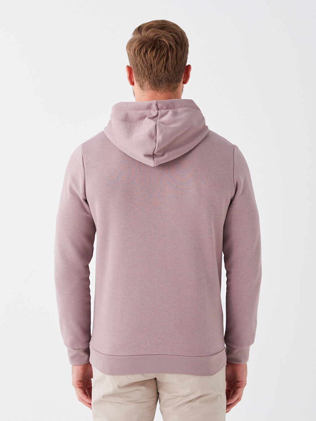 Lila Uzun Kollu Baskılı Erkek Kalın Hoodie-4