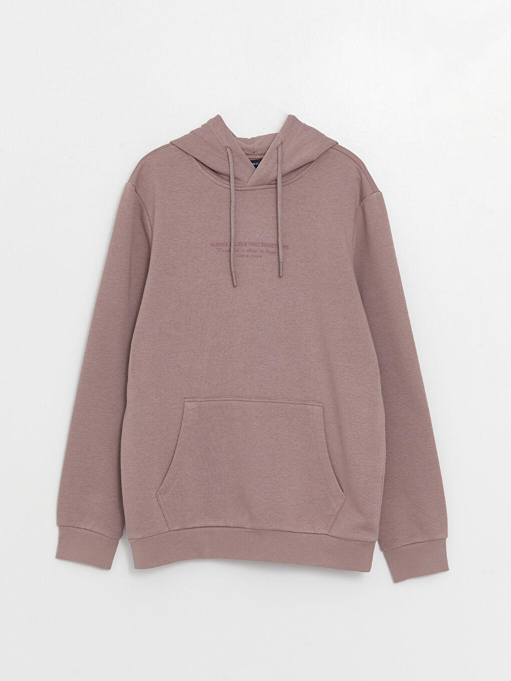 Lila Uzun Kollu Baskılı Erkek Kalın Hoodie-5