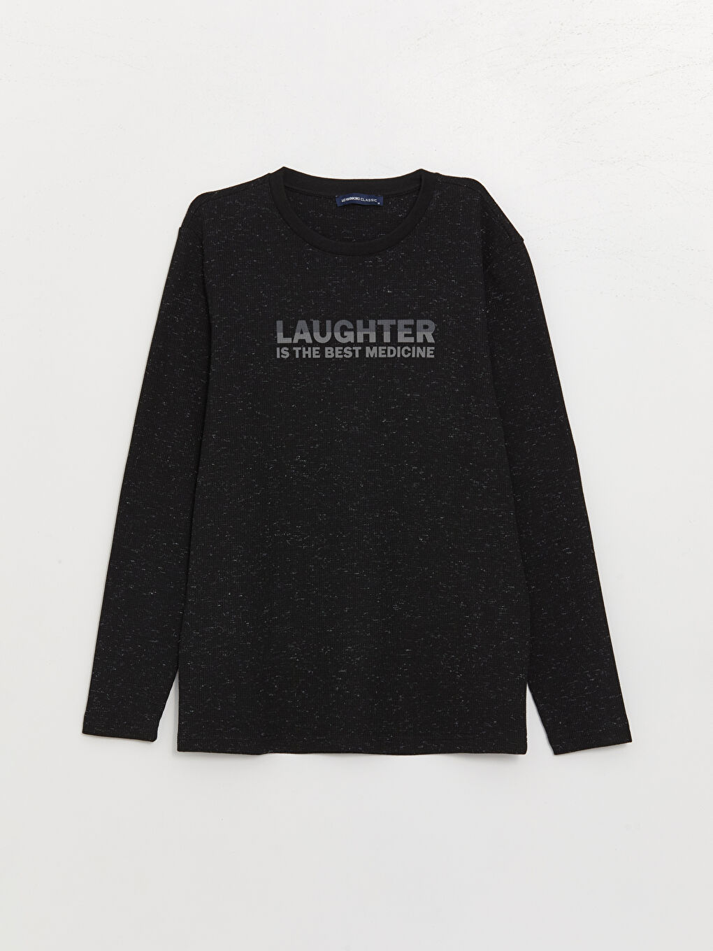 Siyah Bisiklet Yaka Uzun Kollu Erkek Sweatshirt-5