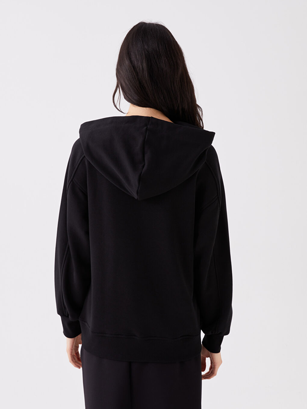 LCW Vision Yeni Siyah Baskılı Uzun Kollu Oversize Kadın Hoodie - 4