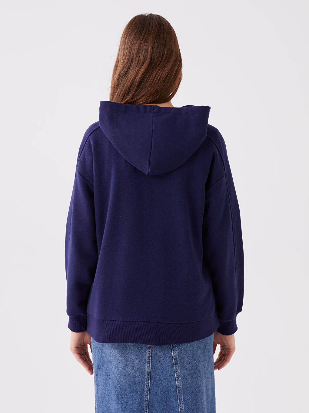 LCW Vision Lacivert Baskılı Uzun Kollu Oversize Kadın Hoodie - 4