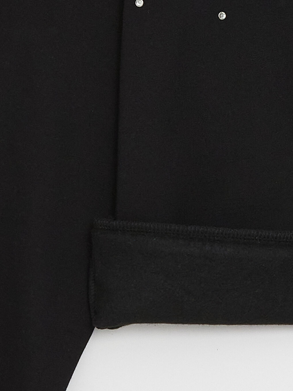 Siyah Bisiklet Yaka Taşlı Uzun Kollu Kadın Sweatshirt-7