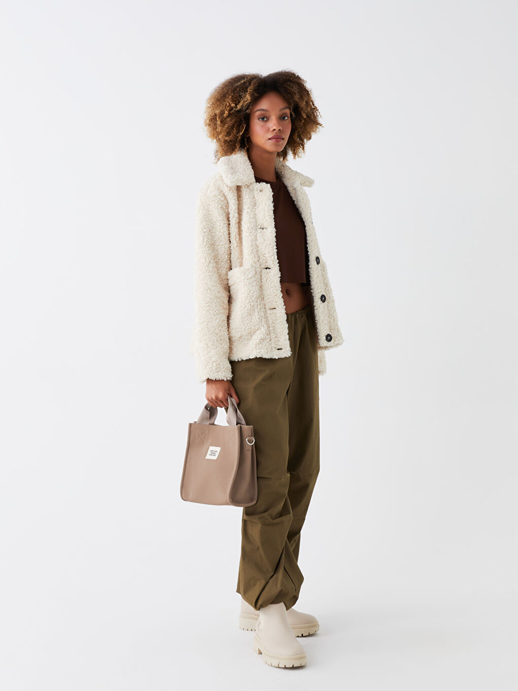 Bej Deri Görünümlü Kadın Çanta-2