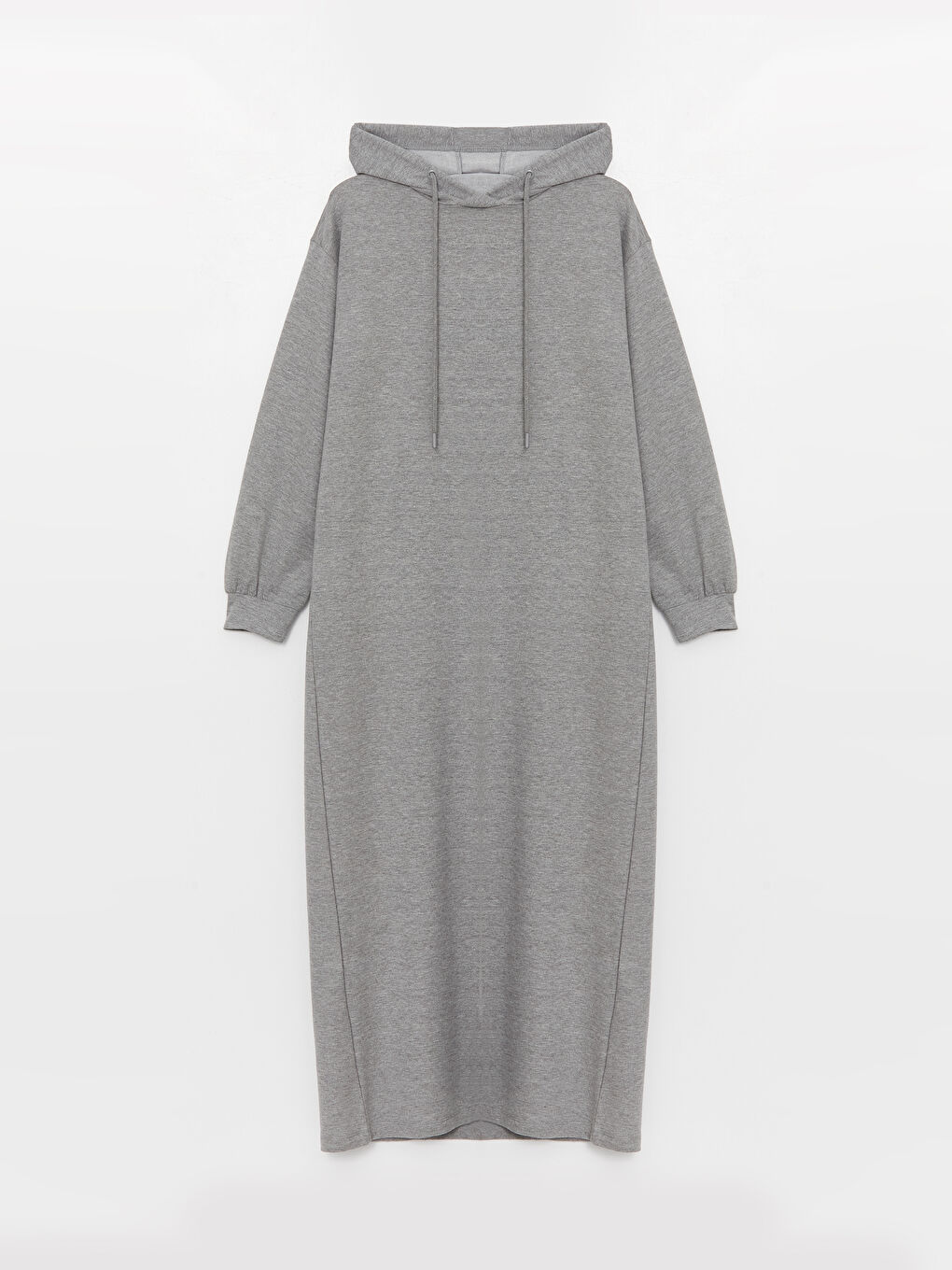 LCW Modest Grey Mel - Lacivert Kapüşonlu Düz Uzun Kollu Kadın Elbise - 5