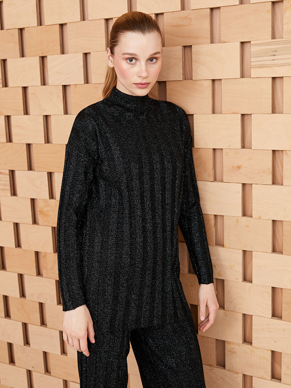 LCW Modest Half Turtleneck Plain Long Sleeve Women's Knitwear Tunic -W3CQ33Z8-RQL