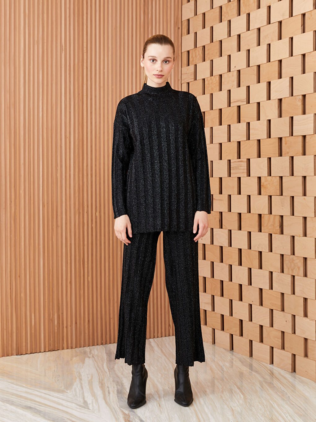 LCW Modest Half Turtleneck Plain Long Sleeve Women's Knitwear Tunic -W3CQ33Z8-RQL
