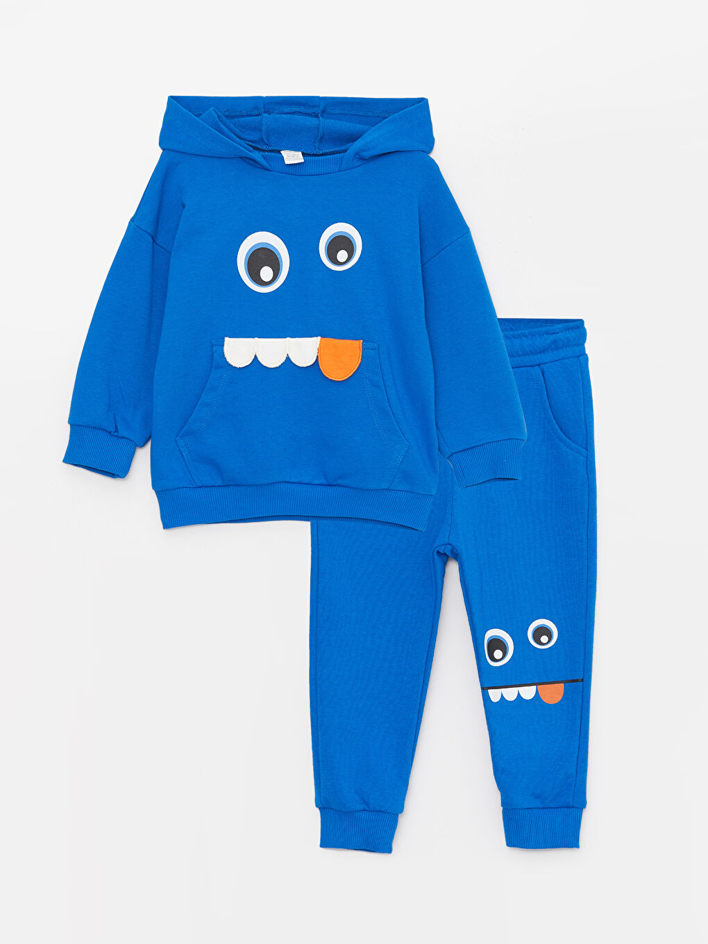 LCW baby Koyu Mavi Baskılı Uzun Kollu Erkek Bebek Hoodie ve Eşofman Altı 2'li Takım