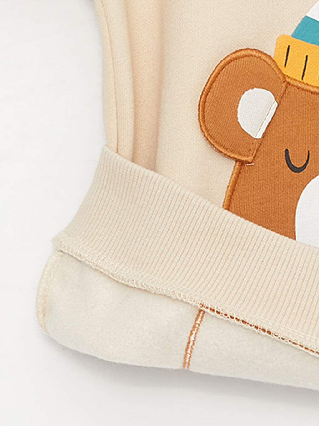 Bej Bisiklet Yaka Uzun Kollu Baskılı Erkek Bebek Sweatshirt ve Eşofman Altı 2'li Takım-5