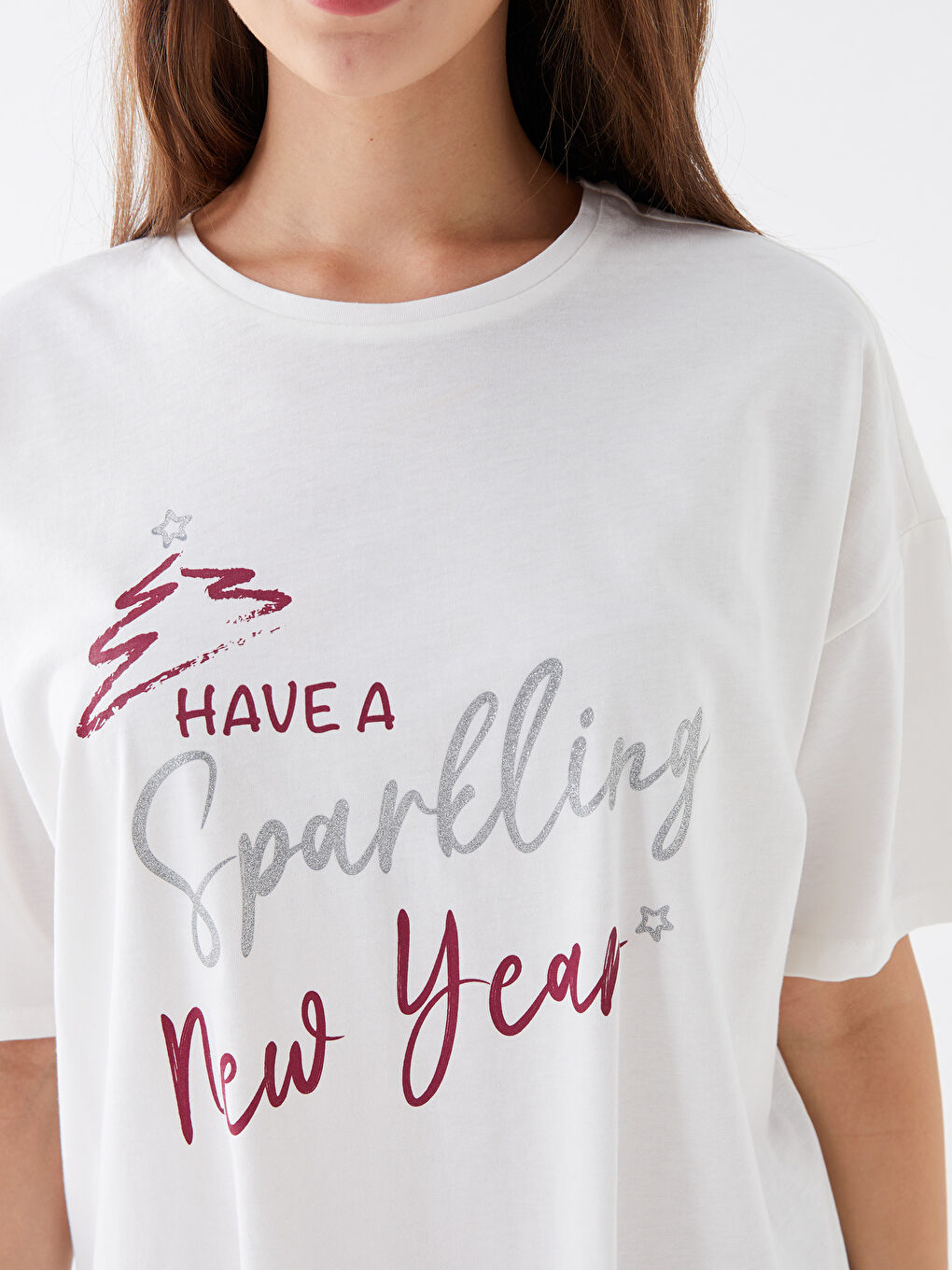 Set de pijamale scurte pentru femei, cu mânecă scurtă și guler rotund, imprimat-3