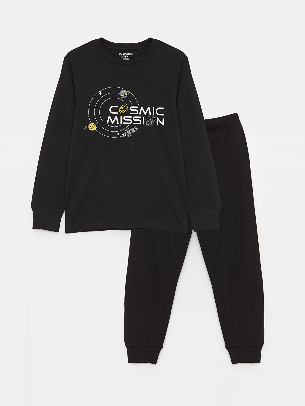 CQ 4+×3CQIJ LCW Kids Bisiklet Yaka Baskılı Uzun Kollu Erkek Çocuk Pijama
