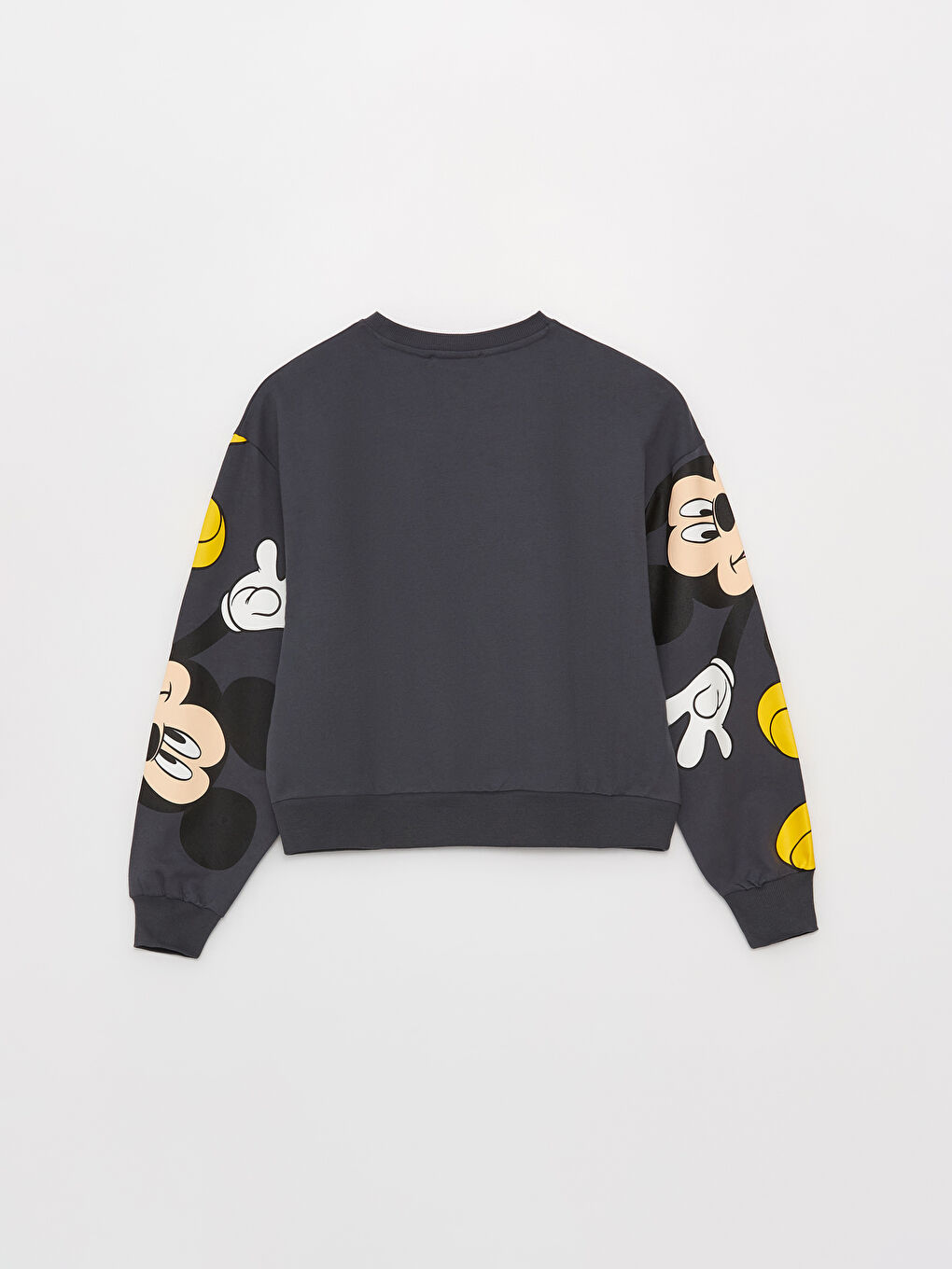 XSIDE Antrasit Bisiklet Yaka Mickey Mouse Baskılı Uzun Kollu Kadın Sweatshirt - 6