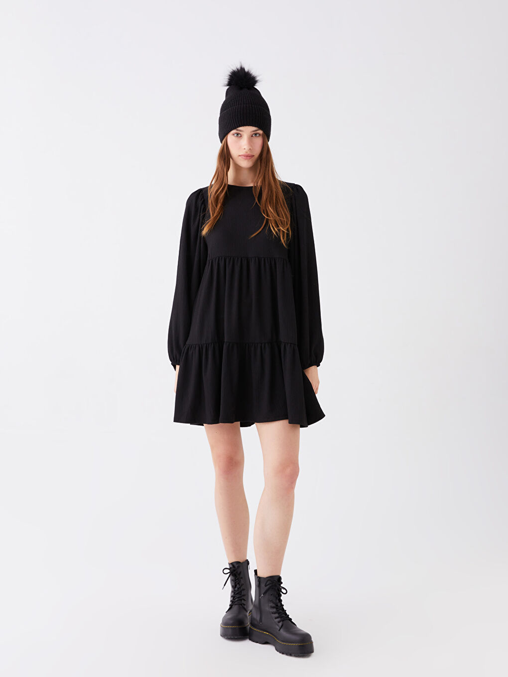 Плюшевая шапка с помпоном для женщин-1