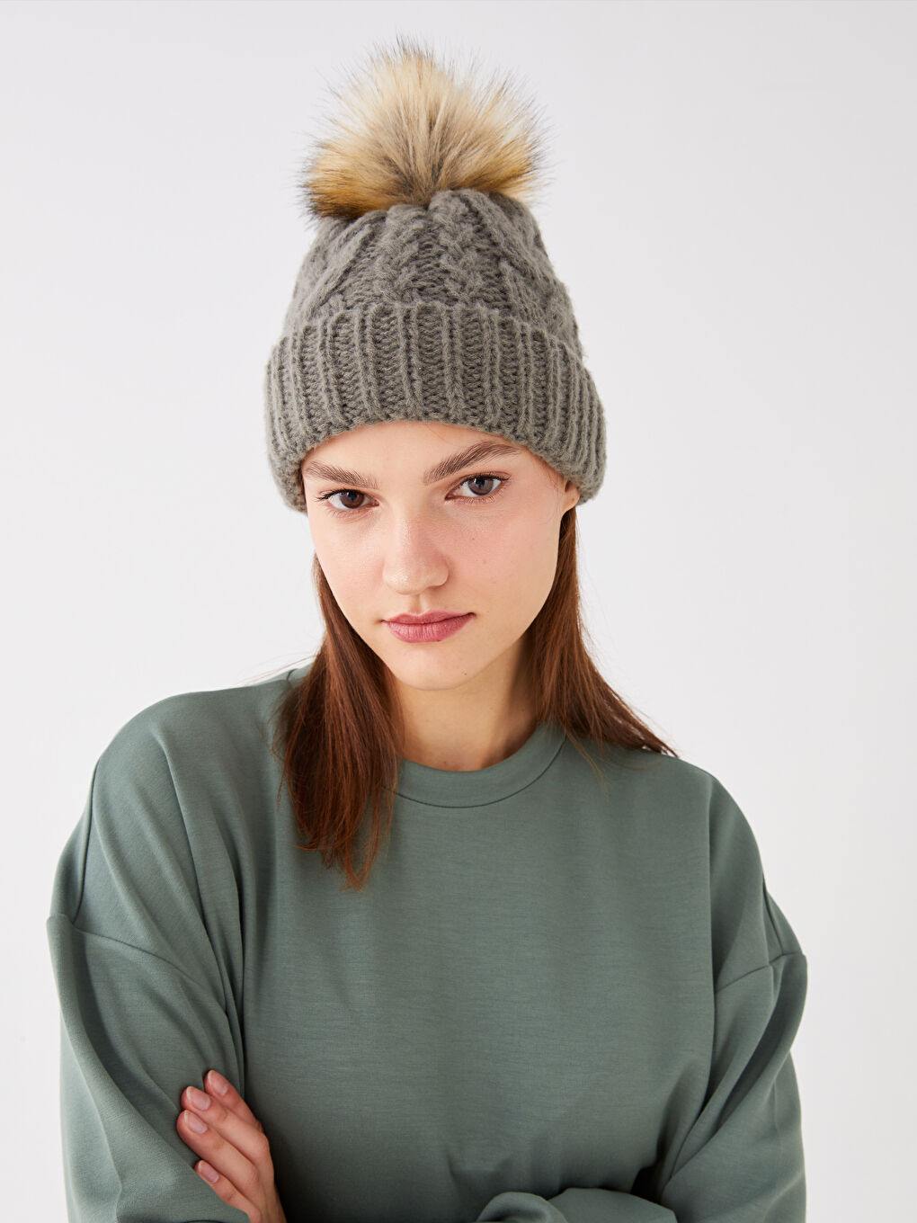 Берет Женский Трикотажный Узорчатый