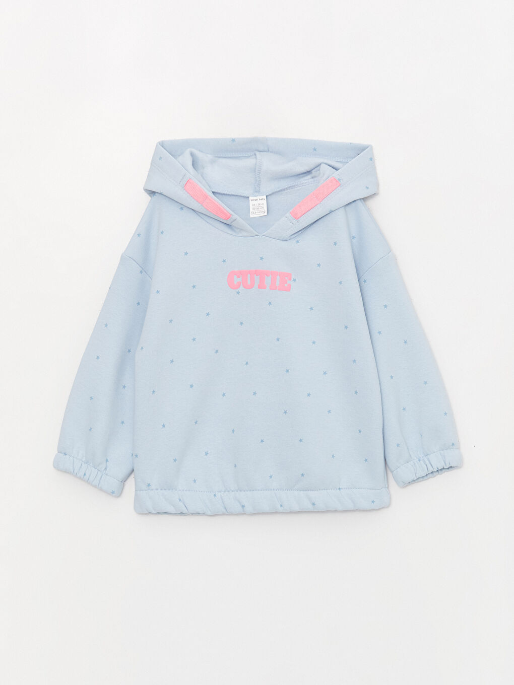 Mavi Uzun Kollu Baskılı Kız Bebek Hoodie