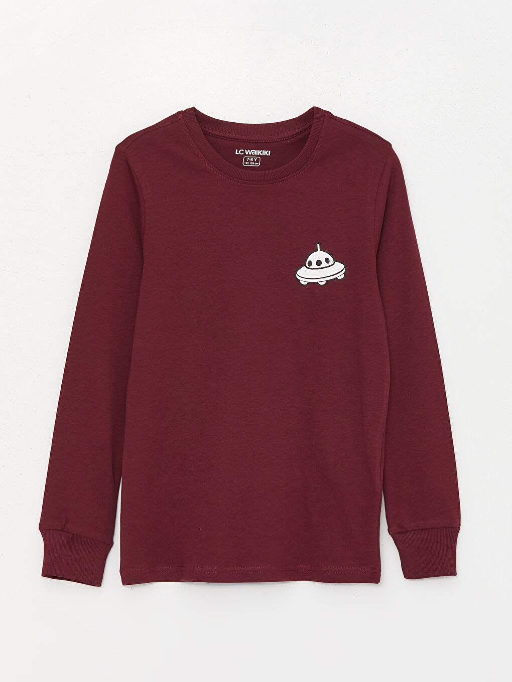 طقم بيجامة كم طويل مطبوع بياقة دائرية للأولاد-1