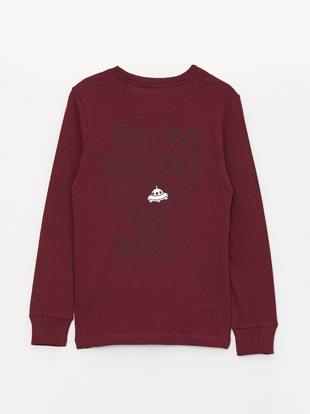 طقم بيجامة كم طويل مطبوع بياقة دائرية للأولاد-2