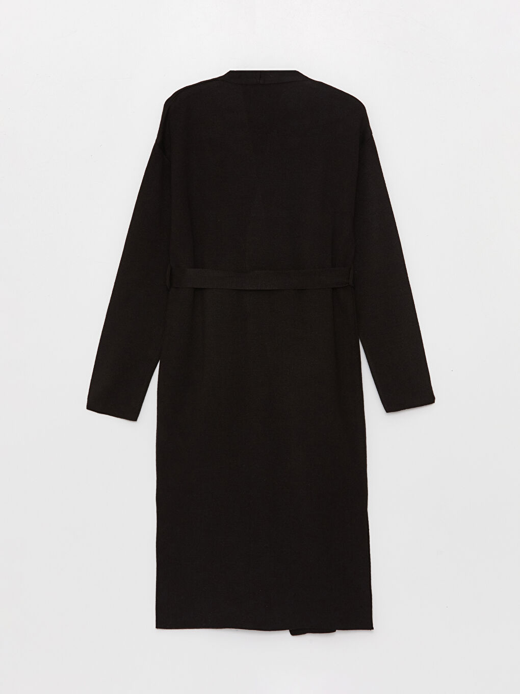 Siyah Şal Yaka Düz Uzun Kollu Kadın Triko Hırka-6