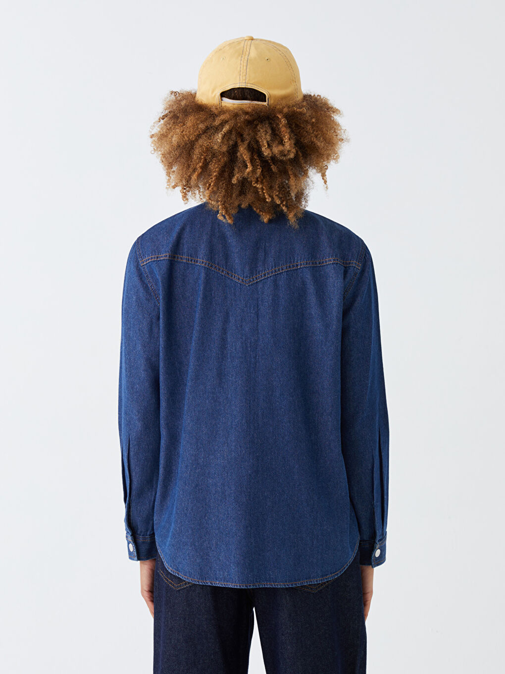 Plain Long Sleeve Women's Denim Shirt-4