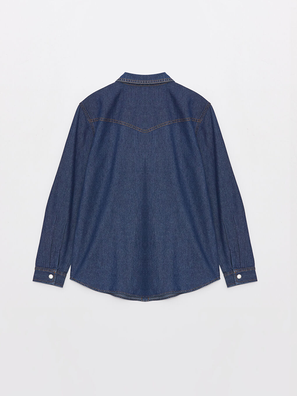 Plain Long Sleeve Women's Denim Shirt-6