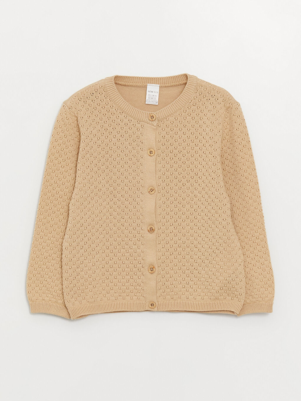 LCW ECO Crew Neck Baby Girl Knitwear Cardigan -W3CR47Z1-FYV