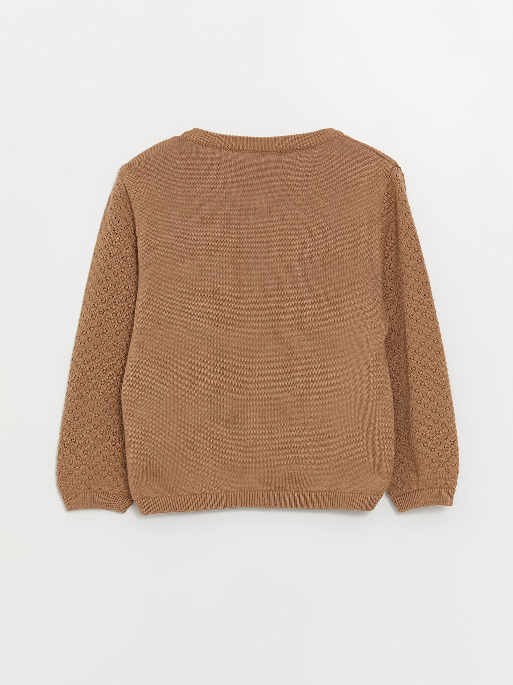 Kahverengi Bisiklet Yaka Kız Bebek Triko Hırka-1