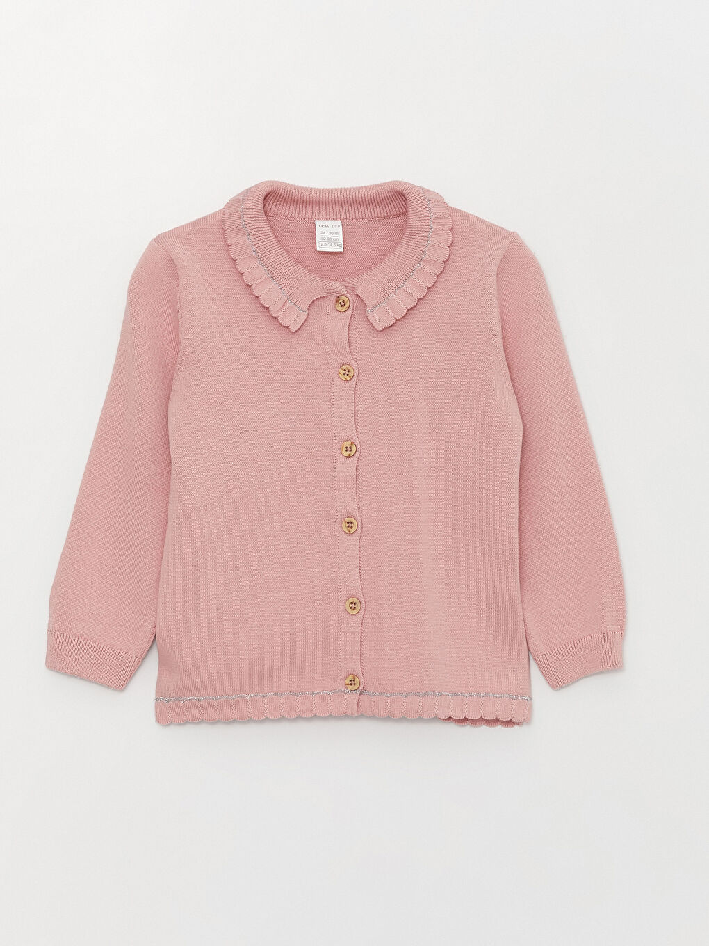 Pembe Bebe Yaka Kız Bebek Triko Hırka