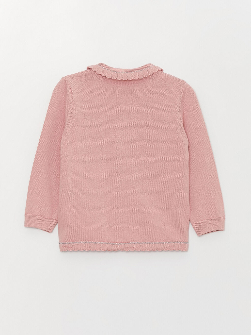 Pembe Bebe Yaka Kız Bebek Triko Hırka-1