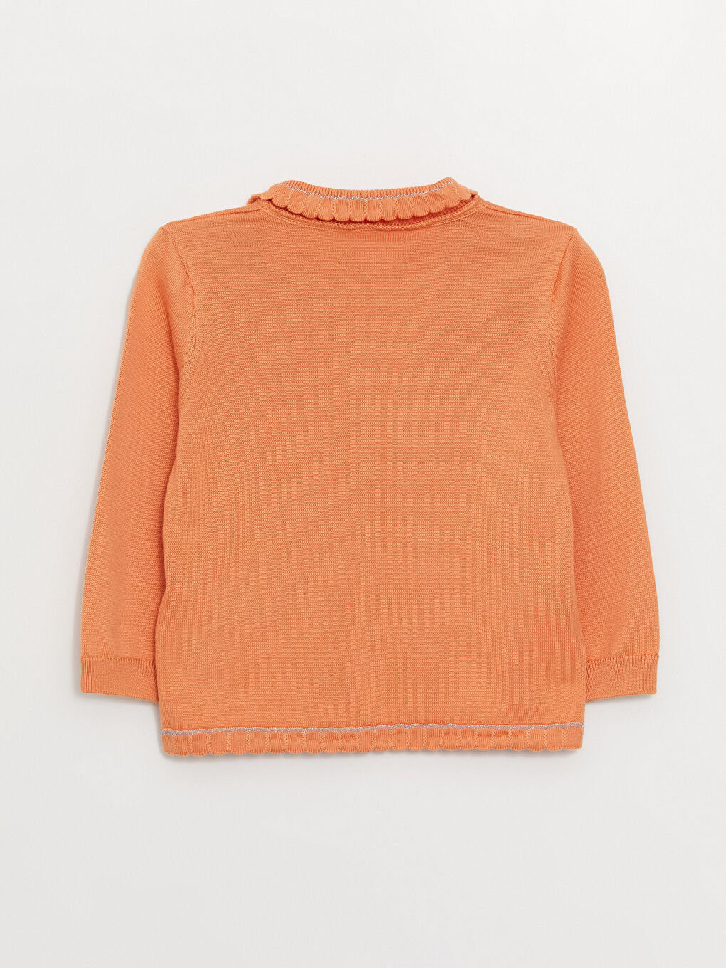 Turuncu Bebe Yaka Kız Bebek Triko Hırka-1