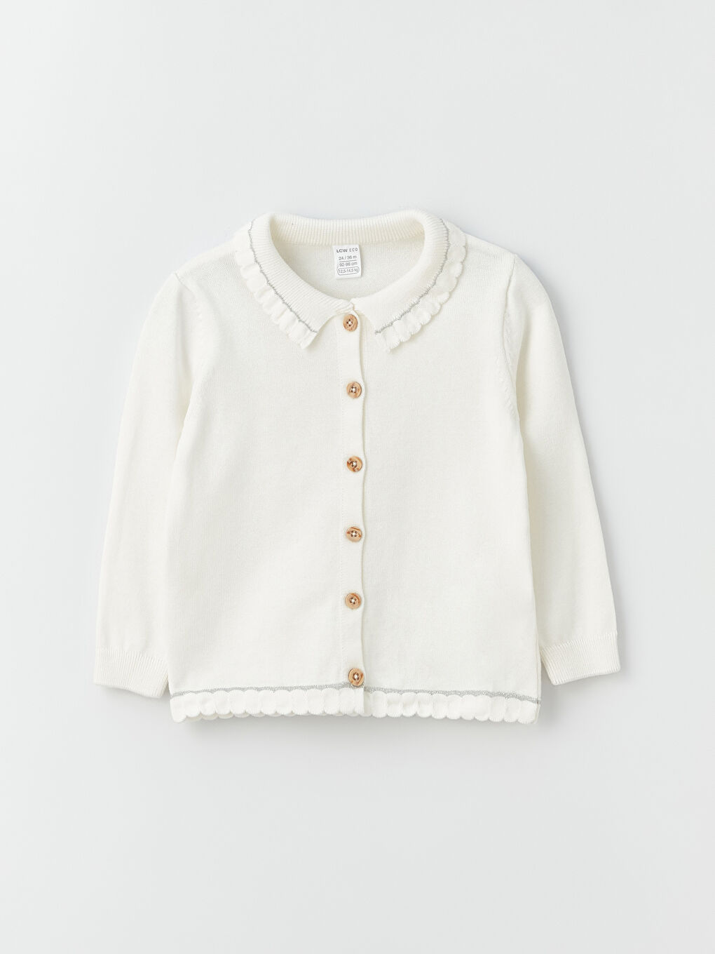 Ekru Bebe Yaka Kız Bebek Triko Hırka