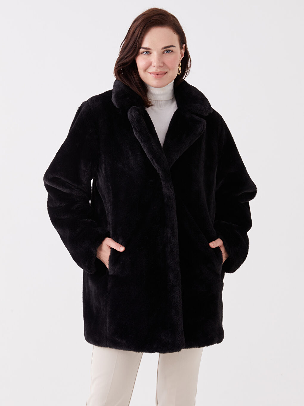 ユキ LCW Grace Jacket Neck Women's Fur Overcoat -W3CR50Z8-CVL