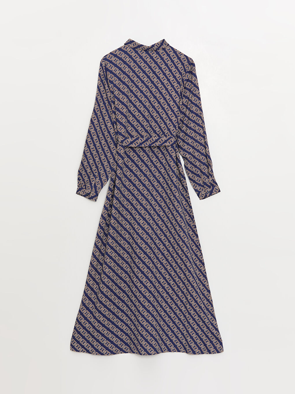 Patterned Long Sleeve Women's Shirt Dress-6