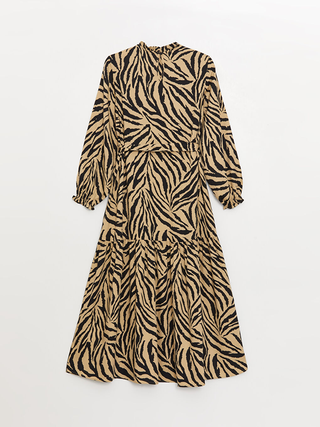 LCW Modest Crew Neck Patterned Long Sleeve Women's Dress -W3CR62Z8-LQB
