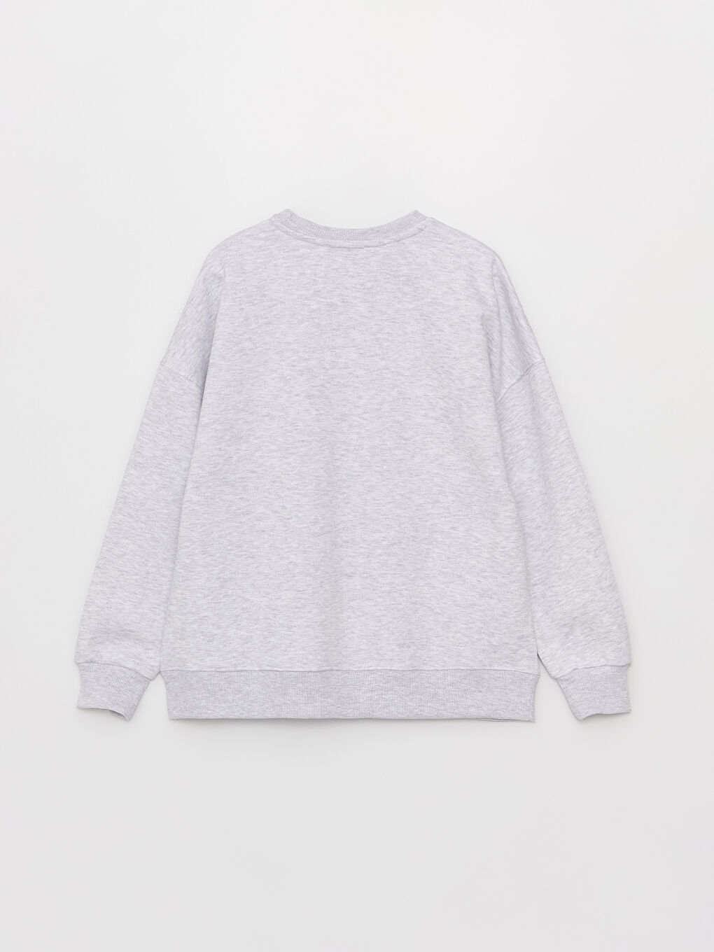 Gri Bisiklet Yaka Baskılı Oversize Kadın Kalın Sweatshirt-6