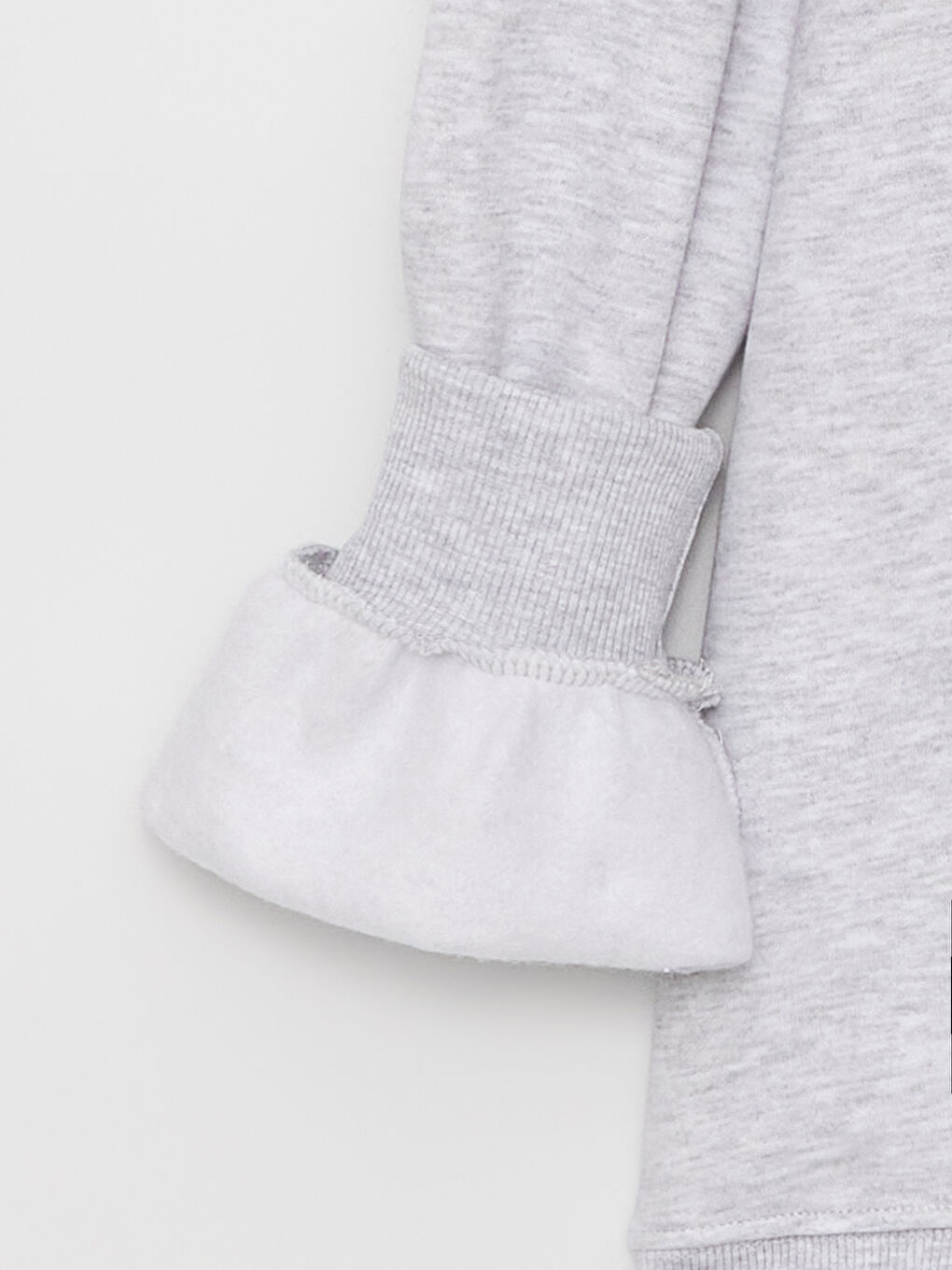 Gri Bisiklet Yaka Baskılı Oversize Kadın Kalın Sweatshirt-7