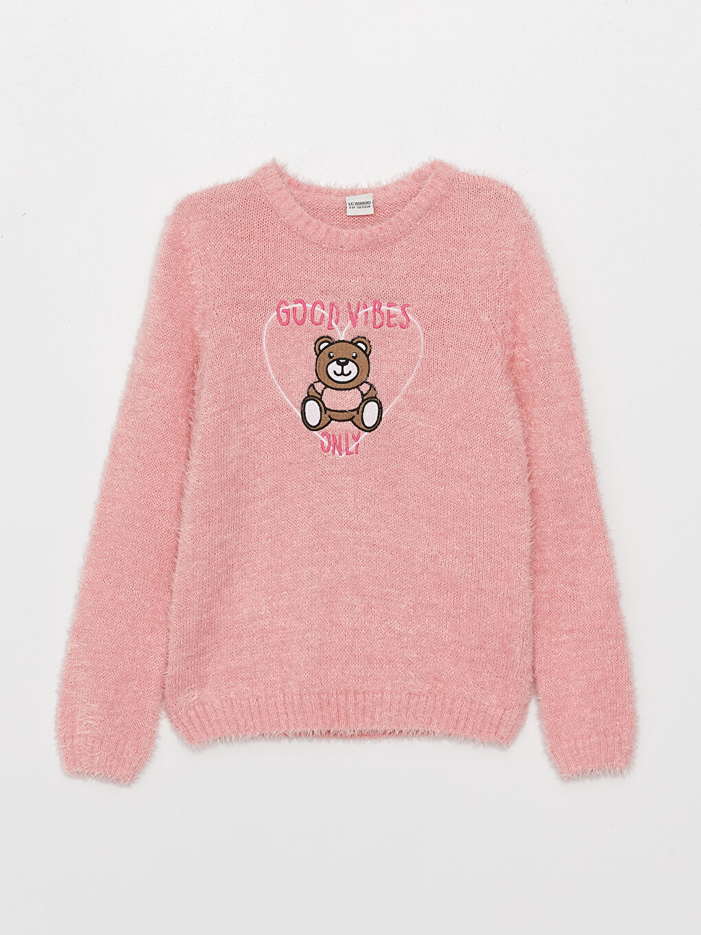 Crew Neck Embroidered Long Sleeve Girls' Knitwear Sweater