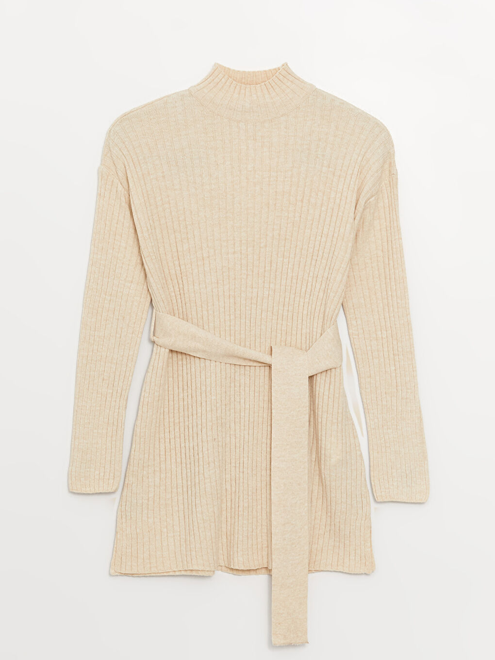 Kahverengi Yarım Balıkçı Yaka Düz Uzun Kollu Kadın Tunik-6