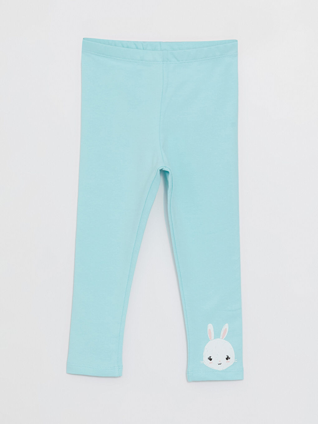 Turkuaz Beli Lastikli Baskılı Kız Bebek Tayt