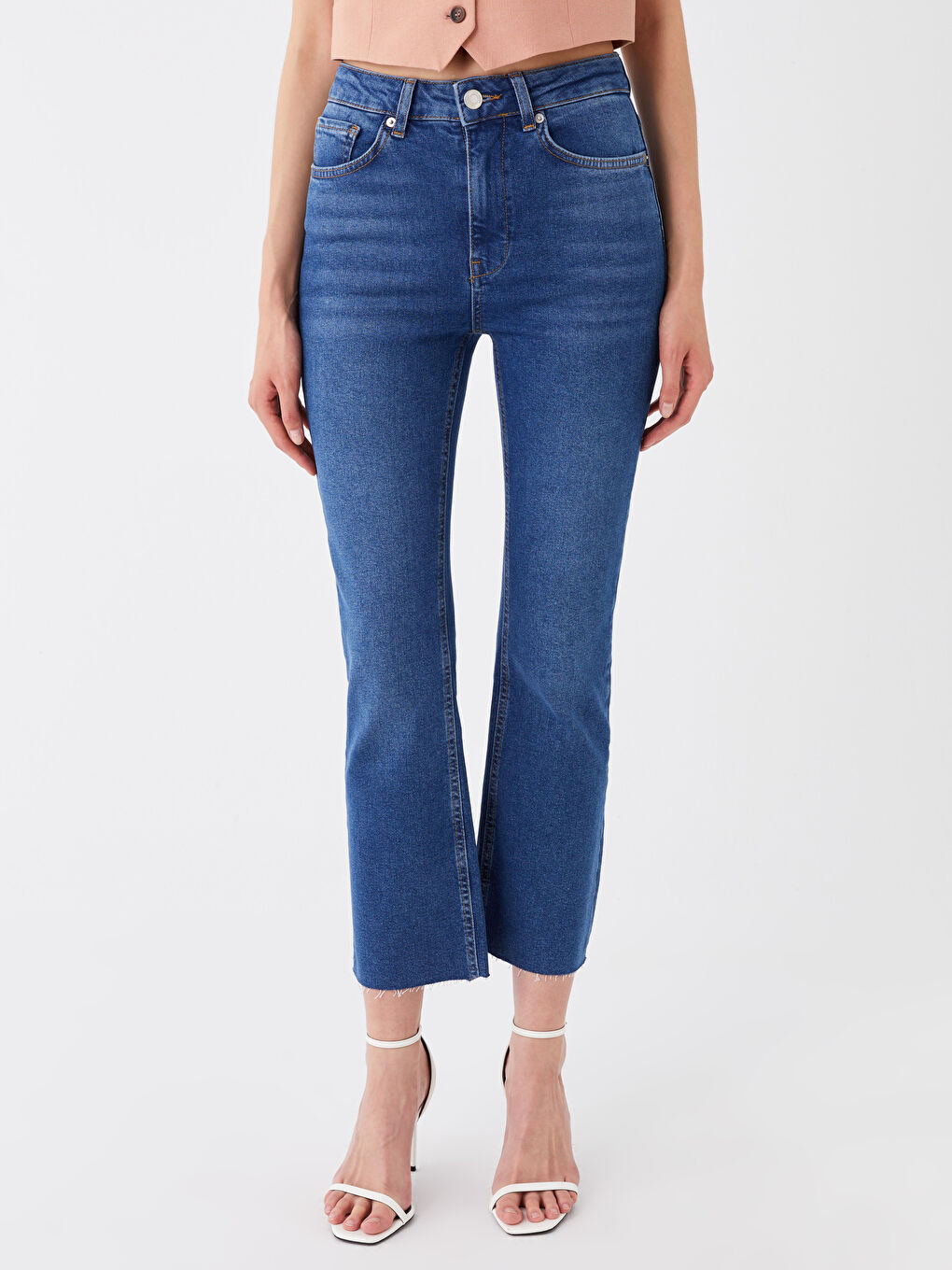 LCW Vision Orta İndigo Rodeo Normal Bel Straight Fit Kadın Jean Pantolon - 2