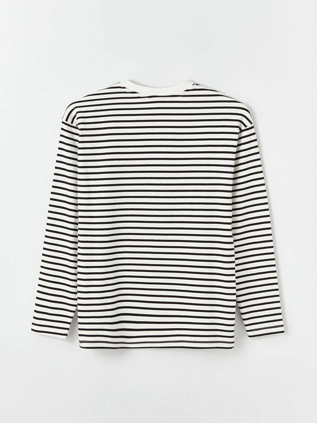 Siyah Bisiklet Yaka Çizgili Uzun Kollu Kadın Sweatshirt-6