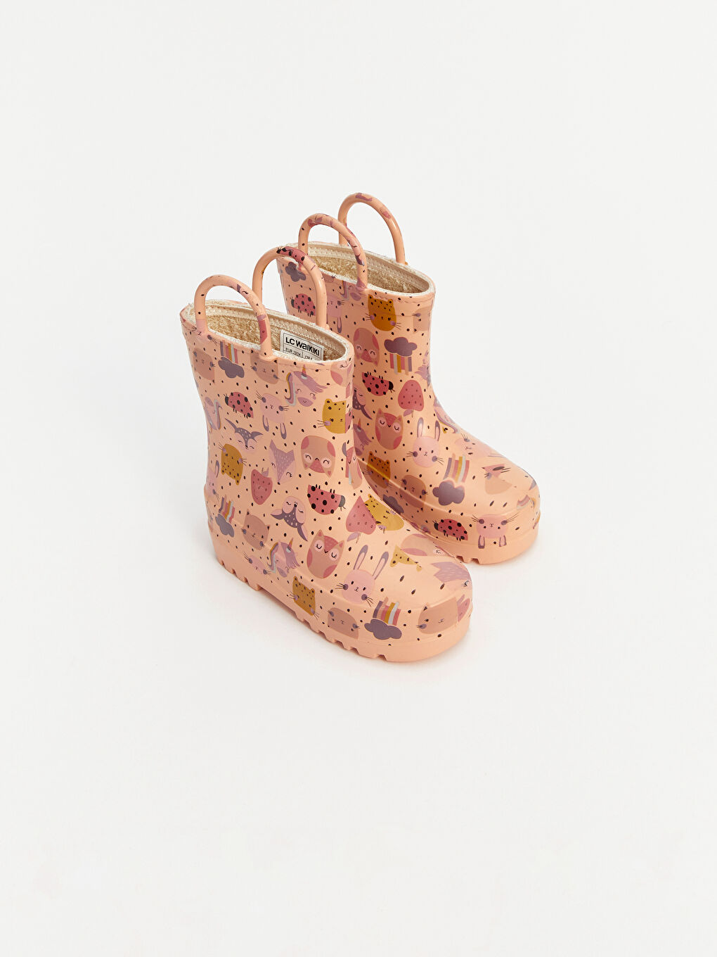 Ekru Baskılı Kız Bebek Yağmur Botu