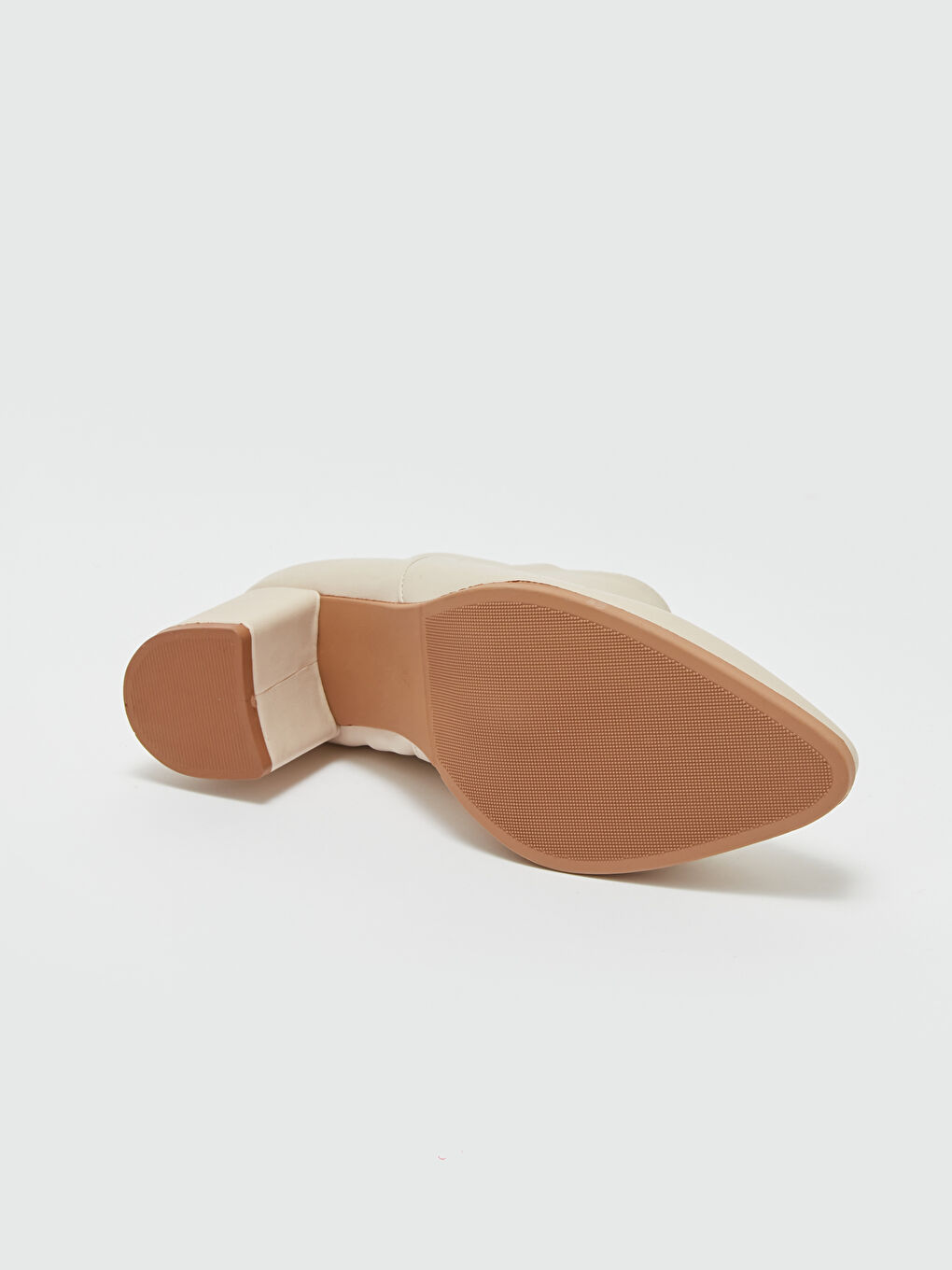 Bej Deri Görünümlü Sivri Burun Kadın Topuklu Bot-3