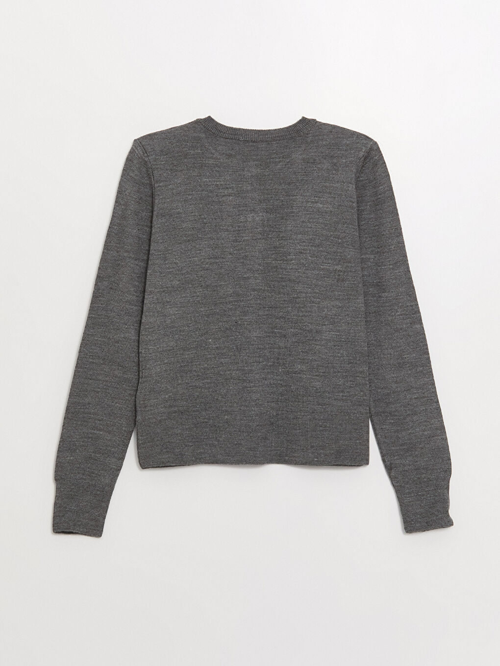 Gri Bisiklet Yaka Düz Uzun Kollu Kadın Triko Hırka-6