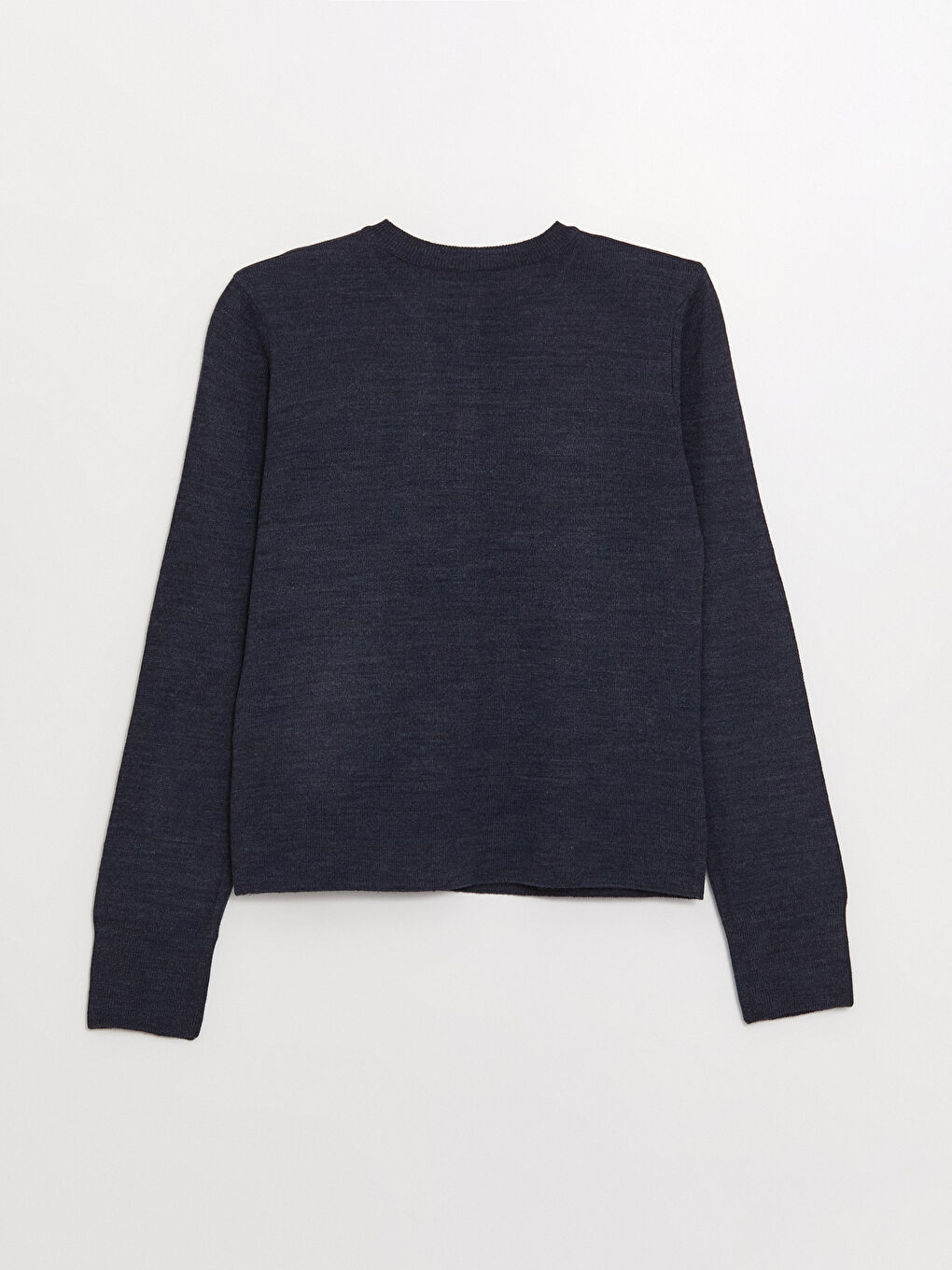 Lacivert Bisiklet Yaka Düz Uzun Kollu Kadın Triko Hırka-6