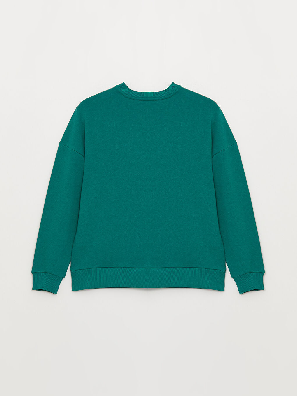 Yeşil Bisiklet Yaka Baskılı Uzun Kollu Oversize Kadın Sweatshirt-6