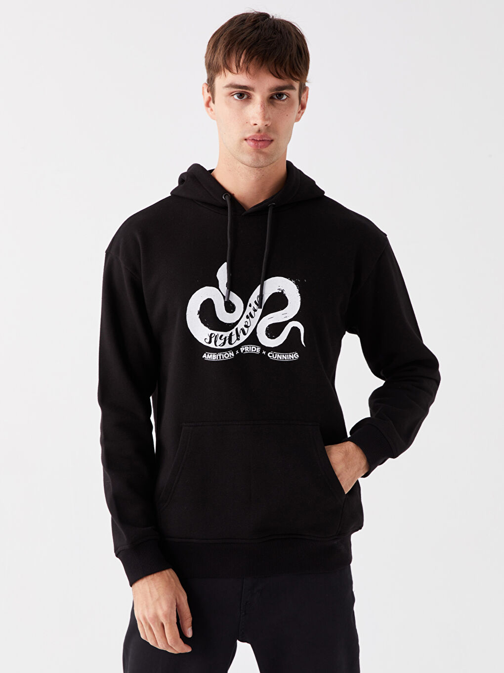 LCW Casual Yeni Siyah Uzun Kollu Baskılı Erkek Hoodie - 2