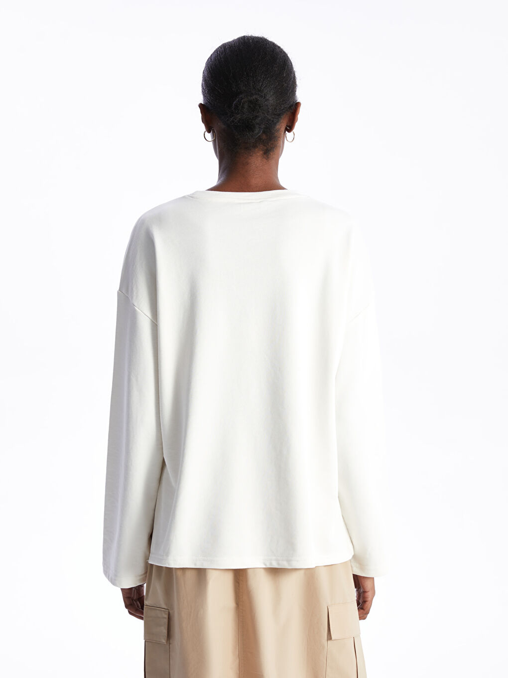 Crew Neck Printed Long Sleeve Oversize Women's Sweatshirt -W3CT38Z8-FDH