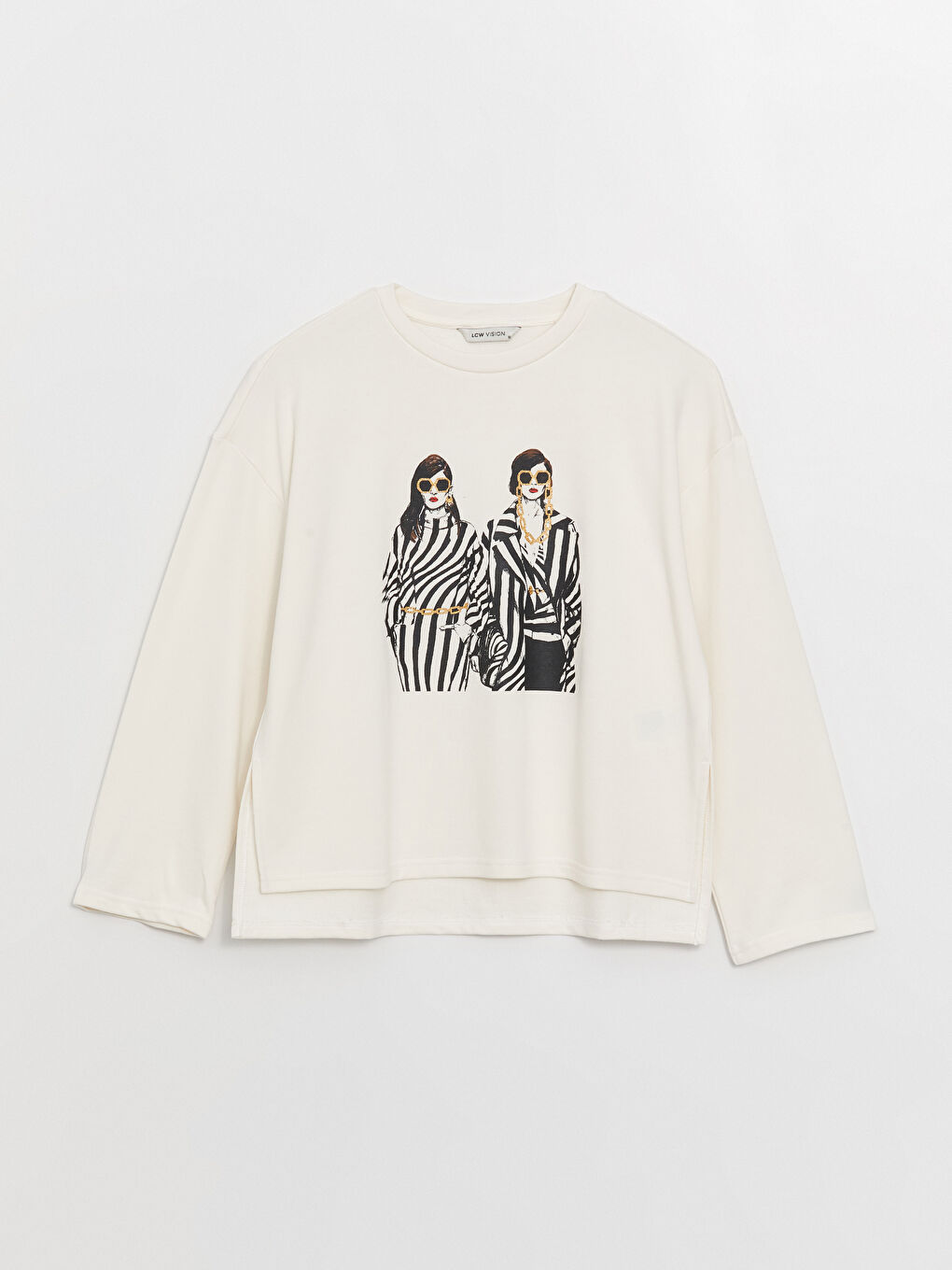 Crew Neck Printed Long Sleeve Oversize Women's Sweatshirt -W3CT38Z8-FDH